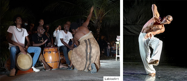 陽気な打楽器のサウンドに合わせて踊る